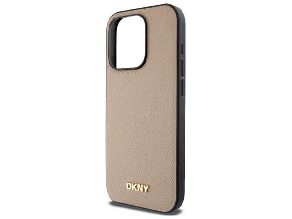 DKNY DKHMP15XPGHLME Apple iPhone 15 Pro Max 6.7" dėklas telefonui gelsvas Grained Metal Logo MagSafe MagSafe