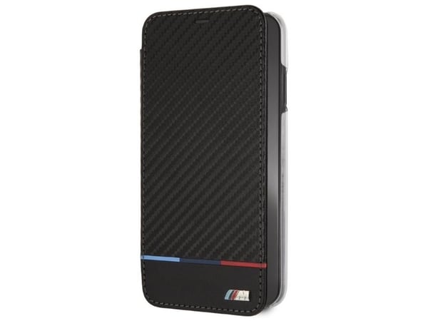 BMW BMTRBKI65PUCARTCBKApple iPhone XS Max bok telefonveske svart Carbon Tricolor Stripe