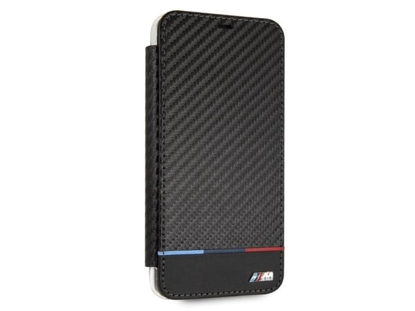 BMW BMTRBKI65PUCARTCBKApple iPhone XS Max bok telefonveske svart Carbon Tricolor Stripe