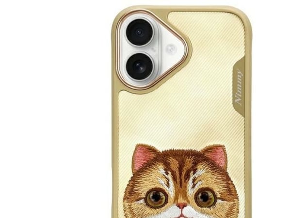 Nimmy Apple iPhone 16 6.1" dėklas telefonui haki spalvos Big Eyed Pet 2.0 Cat
