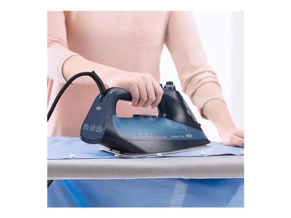 Braun TexStyle 7 Pro SI 7160 - Dampstrykejern med automatisk slukking - såleplate: EloxalPlus FreeGlide 3D - 3000 W - blå