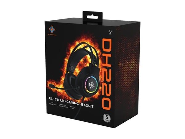 DELTACO GAMING DH220 - Headset - fullstorlek - kabelansluten - USB - svart
