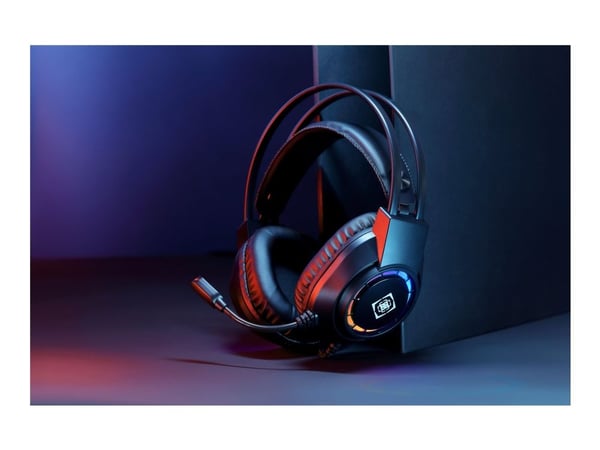 DELTACO GAMING DH220 - Headset - fullstorlek - kabelansluten - USB - svart