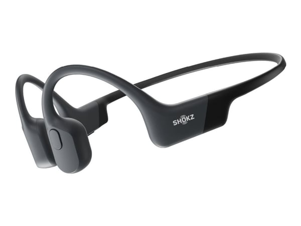SHOKZ OpenRun Mini - Hodetelefoner med mikrofon - åpent øre - bak-nakken-montering - Bluetooth - trådløs - svart SHOKZ OpenRun Mini - Hodetelefoner med mikrofon - åpent øre - bak-nakken-montering - Bluetooth - trådløs - svart