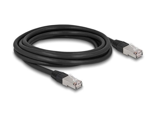Delock - Patch-kabel - RJ-45 (hane) till RJ-45 (hane) - 3 m - 7 mm - S/FTP - CAT 6a - halogenfri, utomhus - svart