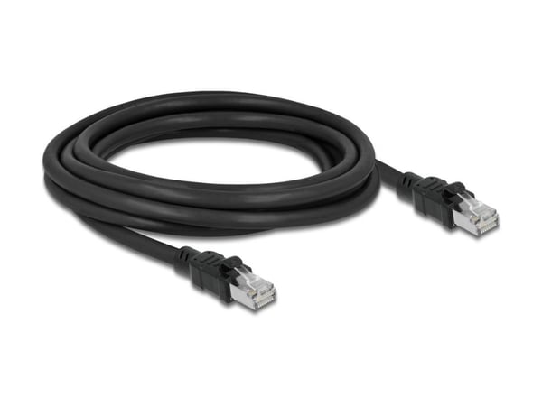 Delock - Patch-kabel - RJ-45 (hane) till RJ-45 (hane) - 3 m - 7.7 mm - F/UTP (folieöverdraget oskärmat tvinnat par) - CAT 6a - halogenfri - svart