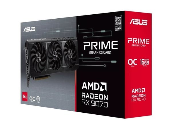 ASUS PRIME - OC Edition - grafikkort - Radeon RX 9070 - 16 GB GDDR6 - PCI Express 5.0 - 3 x DisplayPort, HDMI - svart - låda