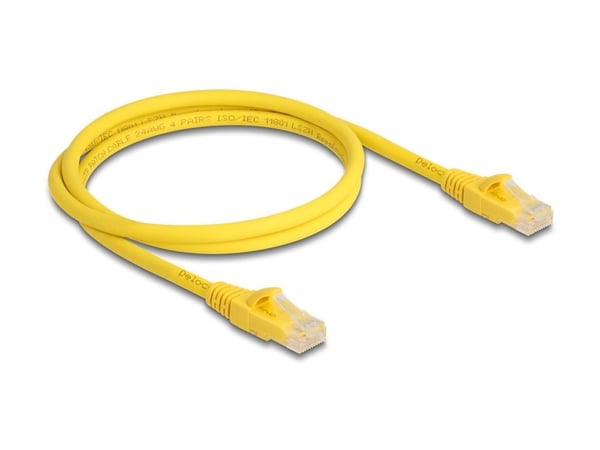 Delock - Patchkabel - RJ-45 (hankontakt) till RJ-45 (hankontakt) - 1 m - 6,1 mm - UTP - CAT 6a - halogenfri, Fast Tracing - gul
