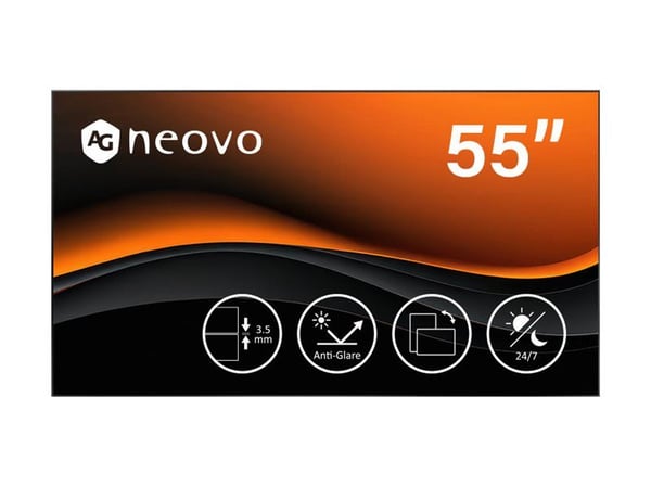 AG Neovo PN-55D3 - 55" Diagonal klass (54.6" visbar) - PN-serien LED-bakgrundsbelyst LCD-skärm - digital skyltning - 1080p 1920 x 1080