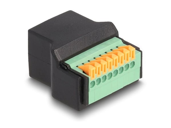 Delock - Nettverksadapter - RJ-45 (hunn) til tilkoblingsklemme - svart, grønn