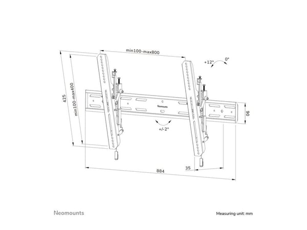 Neomounts WL35S-850BL18 - Monteringssats (väggplatta, fästadapter) - för LCD-display - låsbar