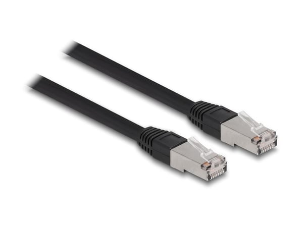 Delock - Patch-kabel - RJ-45 (hane) till RJ-45 (hane) - 3 m - 7 mm - S/FTP - CAT 6a - halogenfri, utomhus - svart