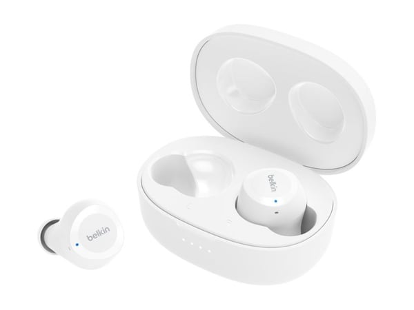 Belkin SoundForm Bolt - True wireless-hörlurar med mikrofon - inuti örat - Bluetooth - vit