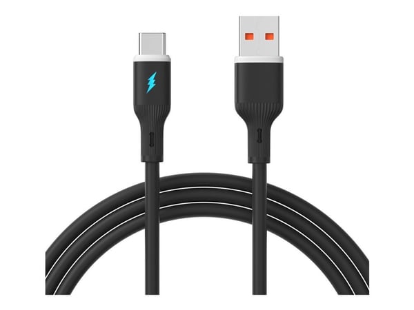 Akyga - USB-kabel - USB (hann) til USB-C (hann) - USB 2.0 - 5 / 9 V - 3 A - 1 m - Hurtiglading opptil 60W - svart