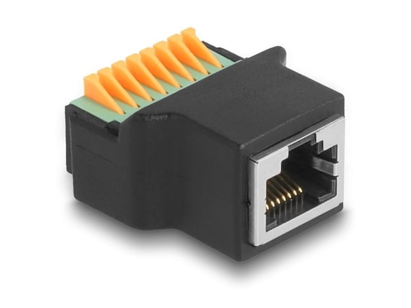 Delock - Nettverksadapter - RJ-45 (hunn) til tilkoblingsklemme - svart, grønn