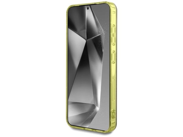 Guess 4G Glitter Triangle-skal med knappar MagSafe för Samsung Galaxy S25 brun