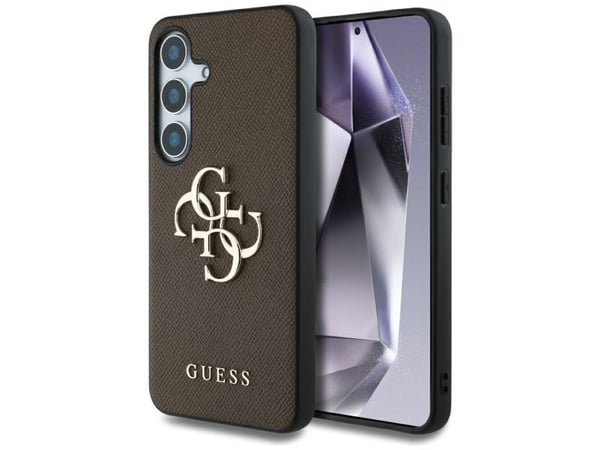 GUESS mobilskal för Samsung Galaxy S25 Plus GUHCS25MPGT4MBW (PU präglad Big 4G och klassisk logotyp) brun