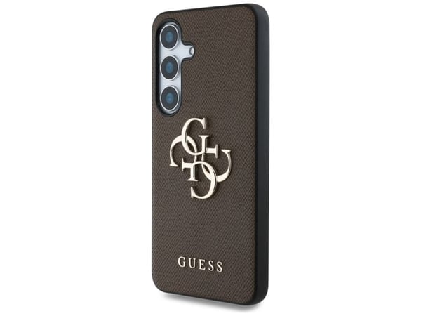 GUESS mobilskal för Samsung Galaxy S25 Plus GUHCS25MPGT4MBW (PU präglad Big 4G och klassisk logotyp) brun