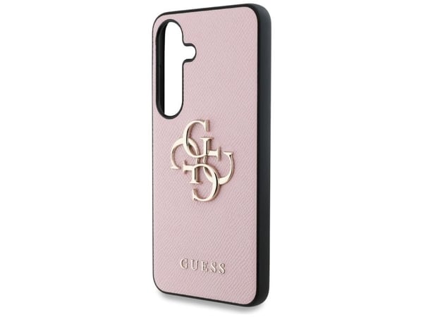 Kotelo Guess Grained Big 4G Logo Small Classic Logo Samsung Galaxy S25 vaaleanpunainen