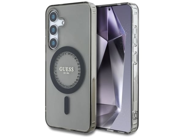 Guess Strassit Painettu Classic Logo MagSafe Samsung Galaxy S25 puhelimen tapauksessa musta musta