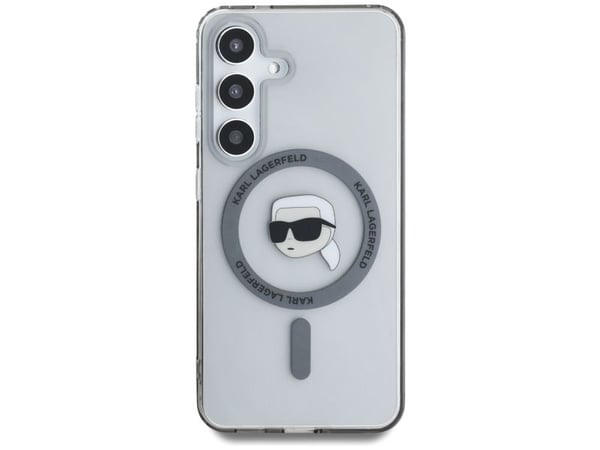 Karl Lagerfeld Button Karl Head Painettu Logo MagSafe tapauksessa Samsung Galaxy S25 musta