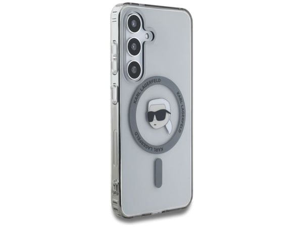 Karl Lagerfeld Button Karl Head Painettu Logo MagSafe tapauksessa Samsung Galaxy S25 musta