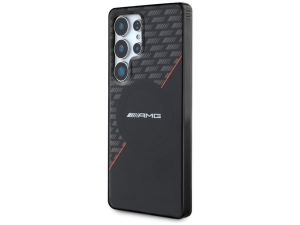Mercedes AMG Double Layer Rhombs MagSafe Samsung Galaxy S25 Ultra puhelimen kotelo mustana ja punaisena