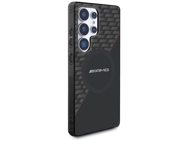 Mercedes AMG Double Layer Rhombs MagSafe Samsung Galaxy S25 Ultra puhelimen kotelo mustana ja punaisena