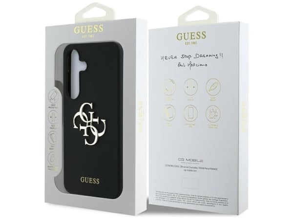 Kotelo Guess Silikoni Big 4G Logo Bottom Script Samsung Galaxy S25 mustana