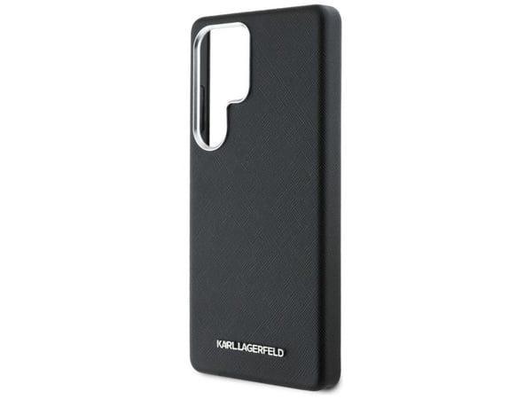 Karl Lagerfeld Saffiano Full Wrapped MagSafe-skal för Samsung Galaxy S25 Ultra svart (elongated metal logo)