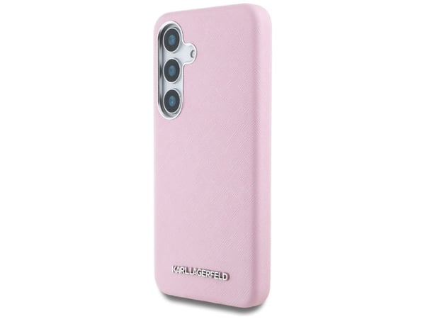 Kotelo Karl Lagerfeld Saffiano Täysin kääritty pitkänomainen metalli Logo MagSafe Samsung Galaxy S25+ puhelimen kotelo vaaleanpunainen