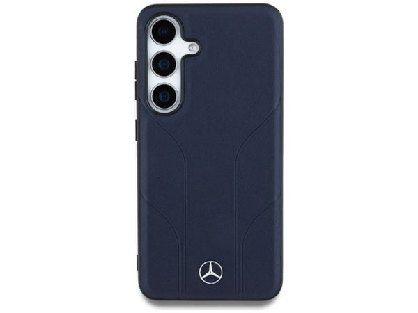 Mercedes Leather Debossed Lines MagSafe Samsung Galaxy S25 dėklas telefonui mėlynos spalvos