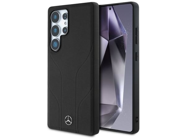 Mercedes Nahka kohokuvioitu Lines MagSafe Samsung Galaxy S25 Ultra dėklas telefonui juodos spalvos