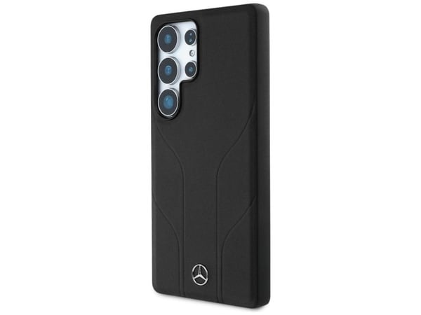 Mercedes Nahka kohokuvioitu Lines MagSafe Samsung Galaxy S25 Ultra dėklas telefonui juodos spalvos