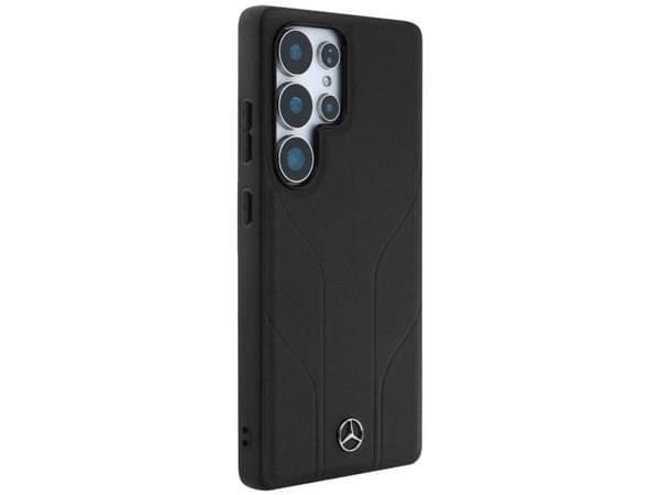 Mercedes Nahka kohokuvioitu Lines MagSafe Samsung Galaxy S25 Ultra dėklas telefonui juodos spalvos
