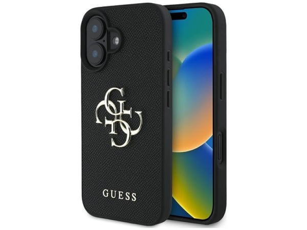 Guess PU karkaistu 4G metalli logo tapauksessa iPhone 16 musta