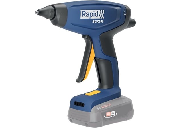 Rapid BGX500 batteridrevet limpistol 18 V P4A, varmlimpistol, svart, blå, 14 994 g/min, 12 cm, 3 min., batteri Rapid BGX500 batteridrevet limpistol 18 V P4A, varmlimpistol, svart, blå, 14 994 g/min, 12 cm, 3 min., batteri