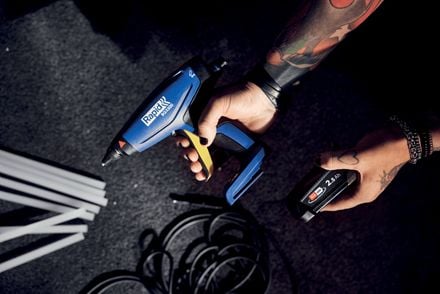 Rapid BGX500 batteridrevet limpistol 18 V P4A, varmlimpistol, svart, blå, 14 994 g/min, 12 cm, 3 min., batteri