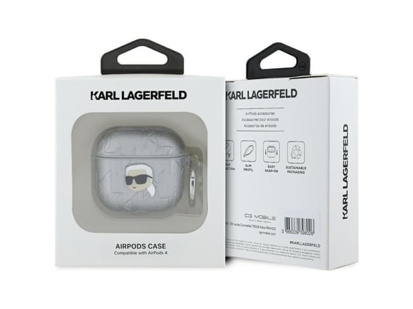 Karl Lagerfeld fodral monogram Karl Head till Apple AirPods 4 silver