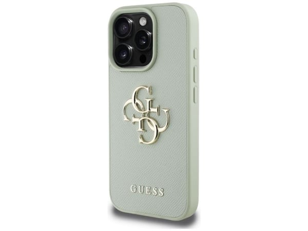 Guess Grained Big 4G Logo Small Classic Logo mobildeksel til Apple iPhone 16 Pro Max grønn