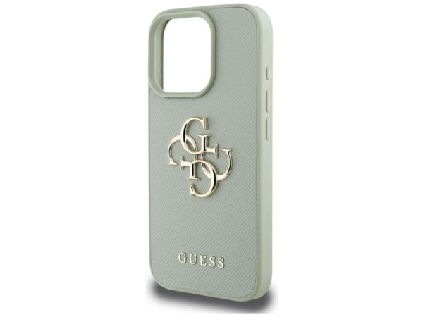 Guess Grained Big 4G Logo Small Classic Logo mobildeksel til Apple iPhone 16 Pro Max grønn