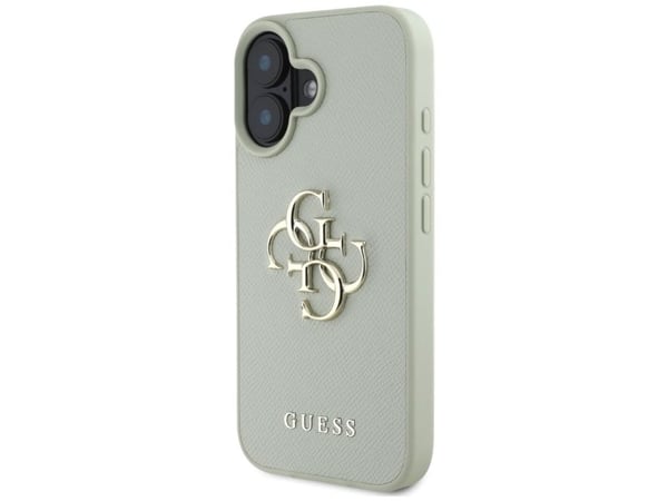 Guess Grained Big 4G Logo Small Classic Logo Apple iPhone 16 dėklas telefonui žalios spalvos