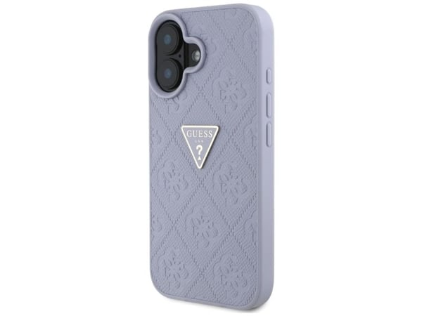 Guess Hot Stamp 4G kuvio Kolmio Metal Logo Apple iPhone 16 Puhelimen tapauksessa Violetti