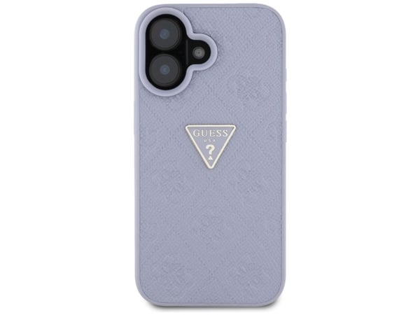 Guess Hot Stamp 4G kuvio Kolmio Metal Logo Apple iPhone 16 Puhelimen tapauksessa Violetti