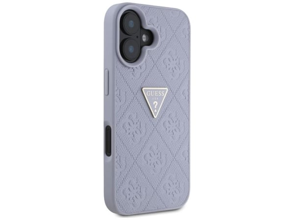 Guess Hot Stamp 4G kuvio Kolmio Metal Logo Apple iPhone 16 Puhelimen tapauksessa Violetti