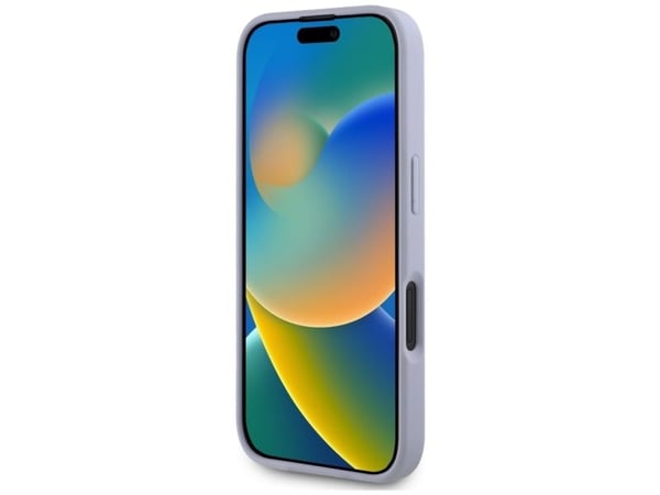 Guess Hot Stamp 4G kuvio Kolmio Metal Logo Apple iPhone 16 Puhelimen tapauksessa Violetti