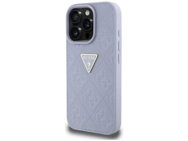 Guess Hot Stamp 4G kuvio kolmio Metal Logo Apple iPhone 16 Pro puhelimen tapauksessa Violetti
