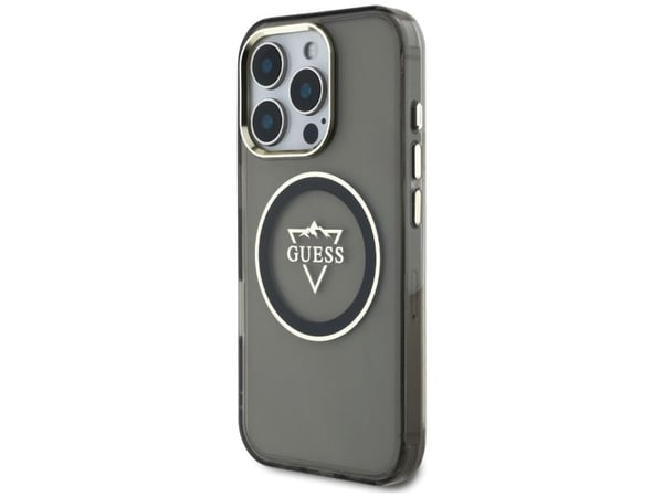 Guess IML Metal Mountain Logo MagSafe Apple iPhone 16 Pro Max dėklas telefonui juodos spalvos
