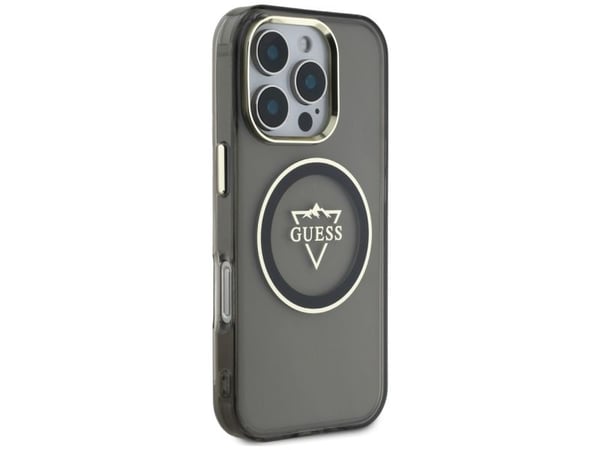 Guess IML Metal Mountain Logo MagSafe Apple iPhone 16 Pro Max dėklas telefonui juodos spalvos