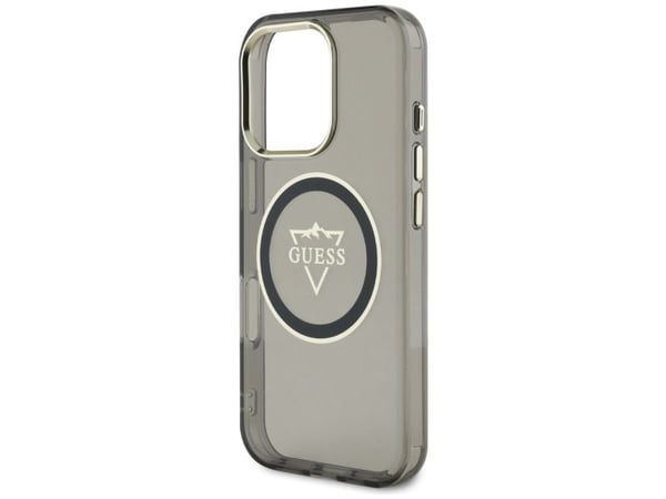 Guess IML Metal Mountain Logo MagSafe deksel til Apple iPhone 16 Pro Max sort